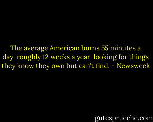 The average American burns 55 minutes a day-roughly 12 weeks a year-looking for things they know they own but can't find. - Newsweek