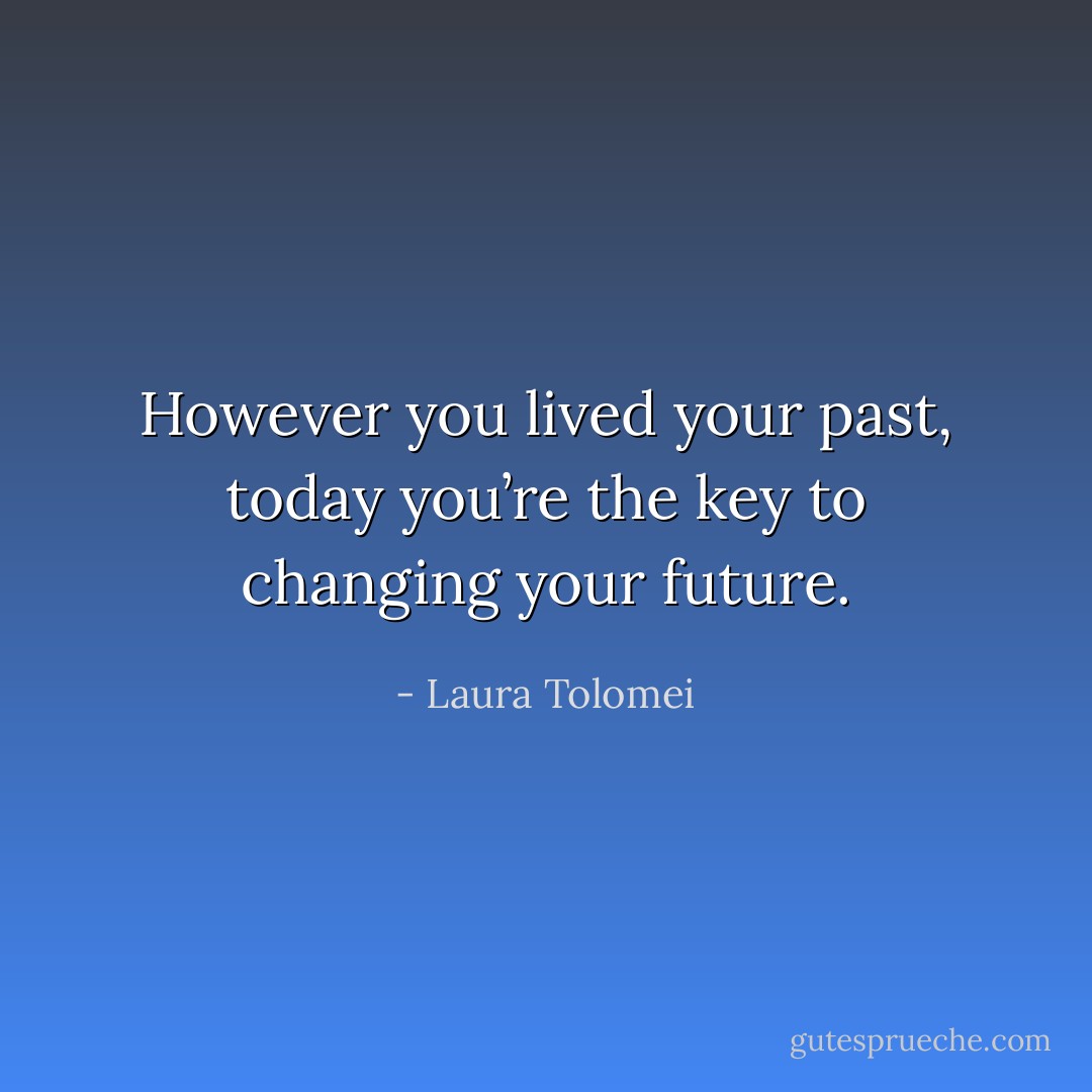 However you lived your past, today you’re the key to changing your future. - Laura Tolomei