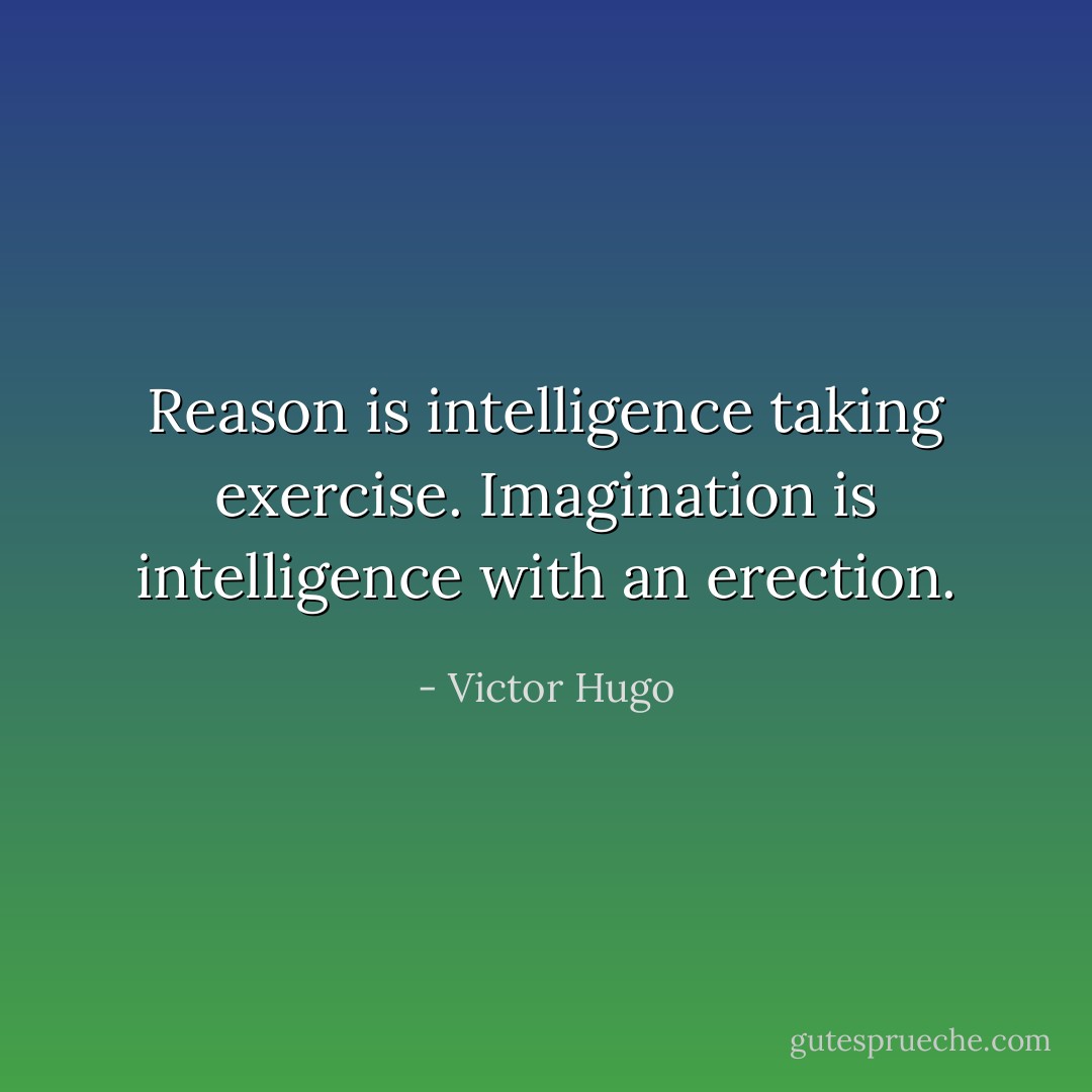 Reason is intelligence taking exercise. Imagination is intelligence with an erection. - Victor Hugo