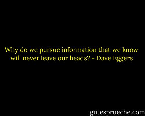 Why do we pursue information that we know will never leave our heads? - Dave Eggers