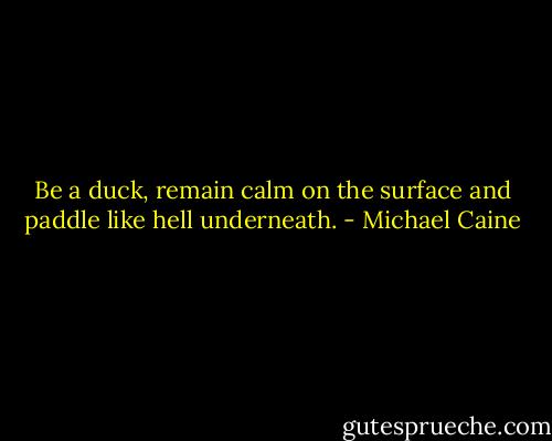 Be a duck, remain calm on the surface and paddle like hell underneath. - Michael Caine