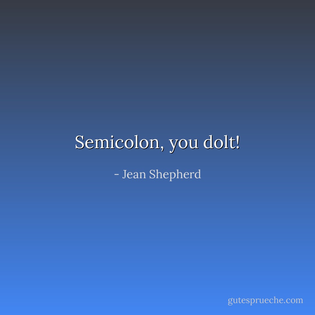 Semicolon, you dolt! - Jean Shepherd