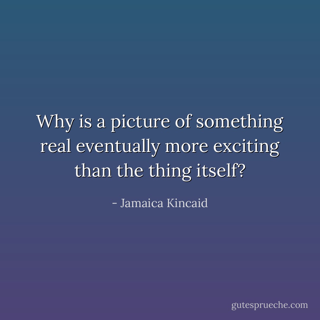 Why is a picture of something real eventually more exciting than the thing itself? - Jamaica Kincaid