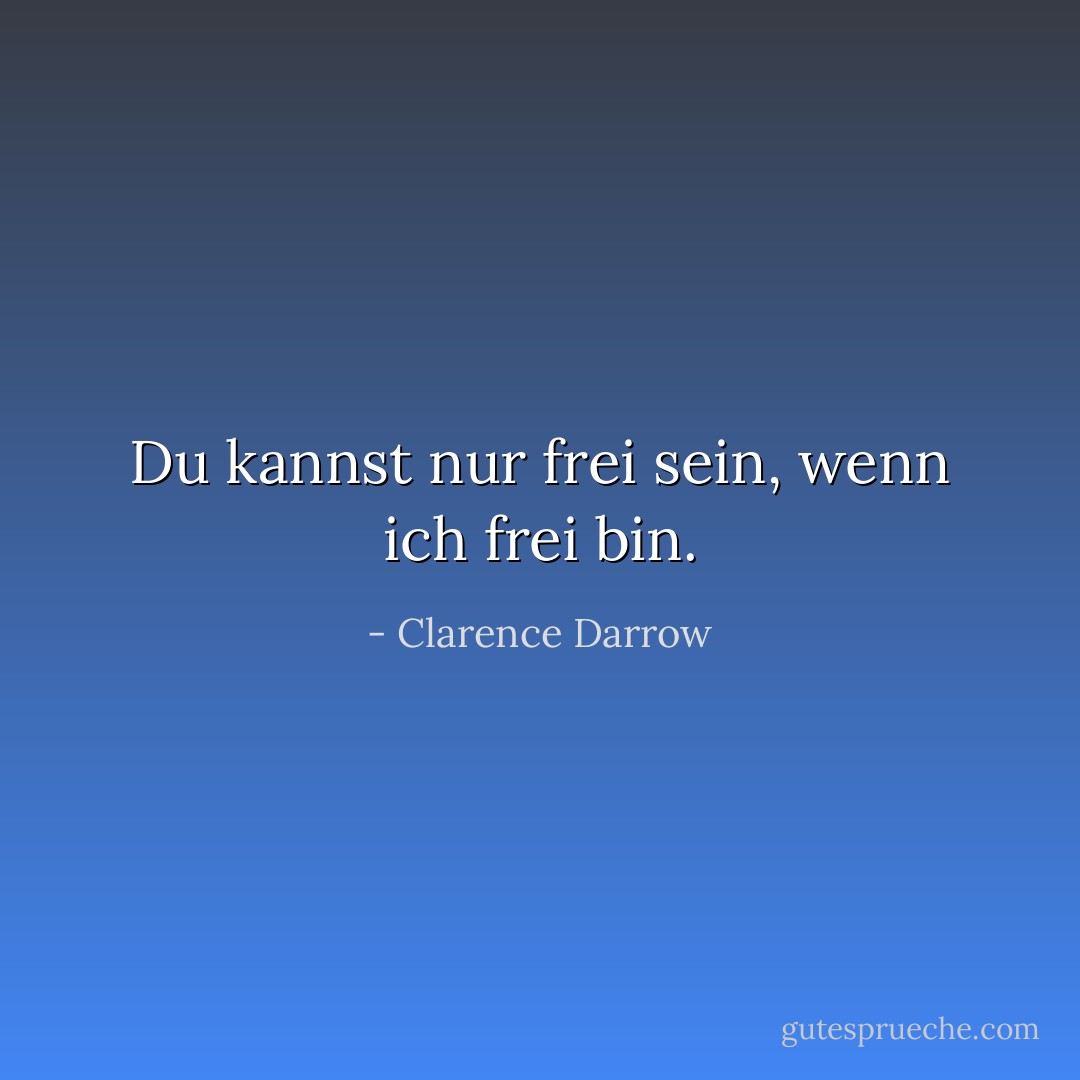 Du kannst nur frei sein, wenn ich frei bin. - Clarence Darrow<