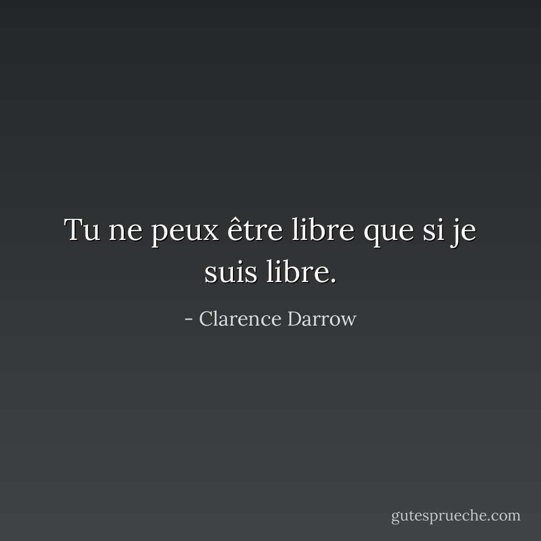 Tu ne peux être libre que si je suis libre. - Clarence Darrow