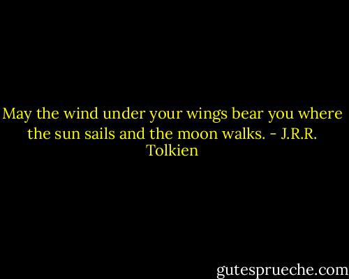 May the wind under your wings bear you where the sun sails and the moon walks. - J.R.R. Tolkien