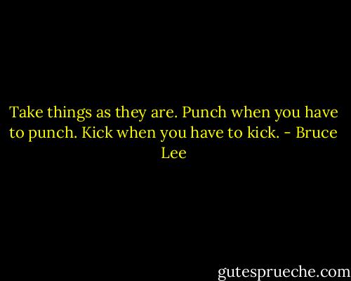 Take things as they are. Punch when you have to punch. Kick when you have to kick. - Bruce Lee