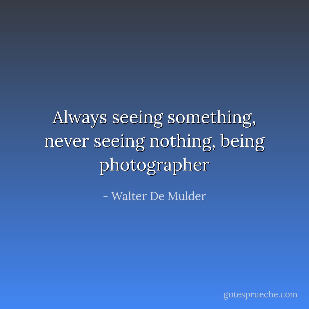 Always seeing something, never seeing nothing, being photographer - Walter De Mulder