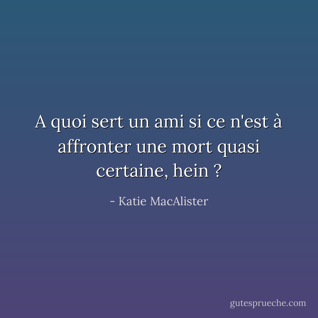 A quoi sert un ami si ce n'est à affronter une mort quasi certaine, hein ? - Katie MacAlister