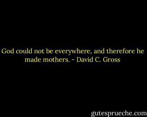 God could not be everywhere, and therefore he made mothers. - David C. Gross