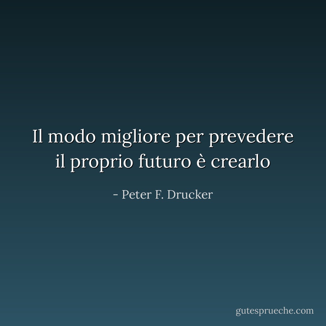 Il modo migliore per prevedere il proprio futuro è crearlo - Peter F. Drucker