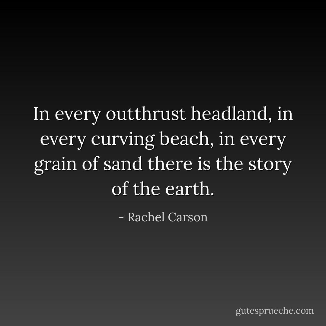 In every outthrust headland, in every curving beach, in every grain of sand there is the story of the earth. - Rachel Carson