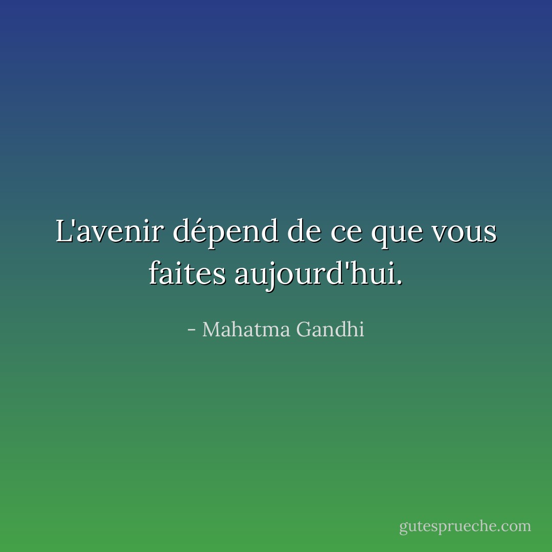 L'avenir dépend de ce que vous faites aujourd'hui. - Mahatma Gandhi