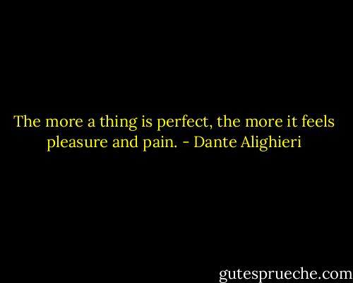 The more a thing is perfect, the more it feels pleasure and pain. - Dante Alighieri