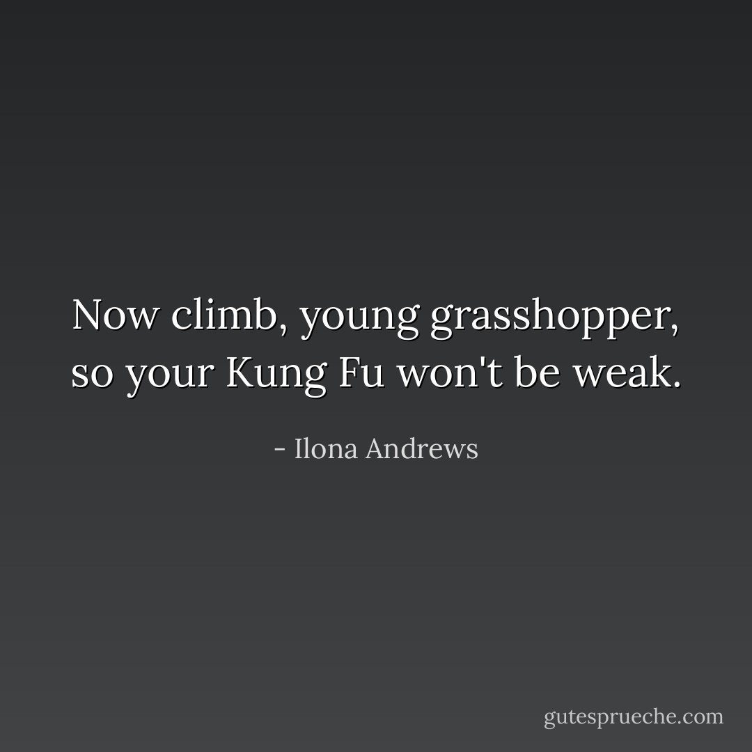 Now climb, young grasshopper, so your Kung Fu won't be weak. - Ilona Andrews
