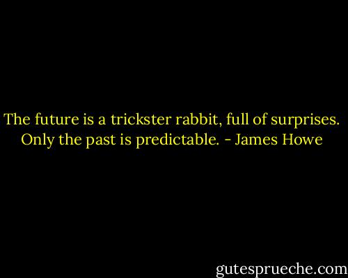 The future is a trickster rabbit, full of surprises. Only the past is predictable. - James Howe