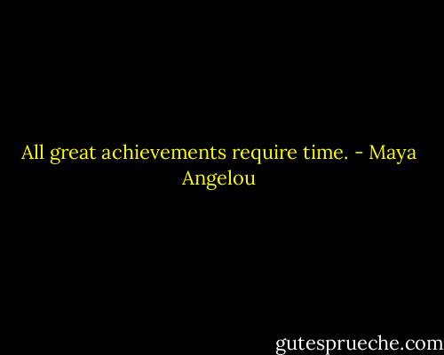 All great achievements require time. - Maya Angelou