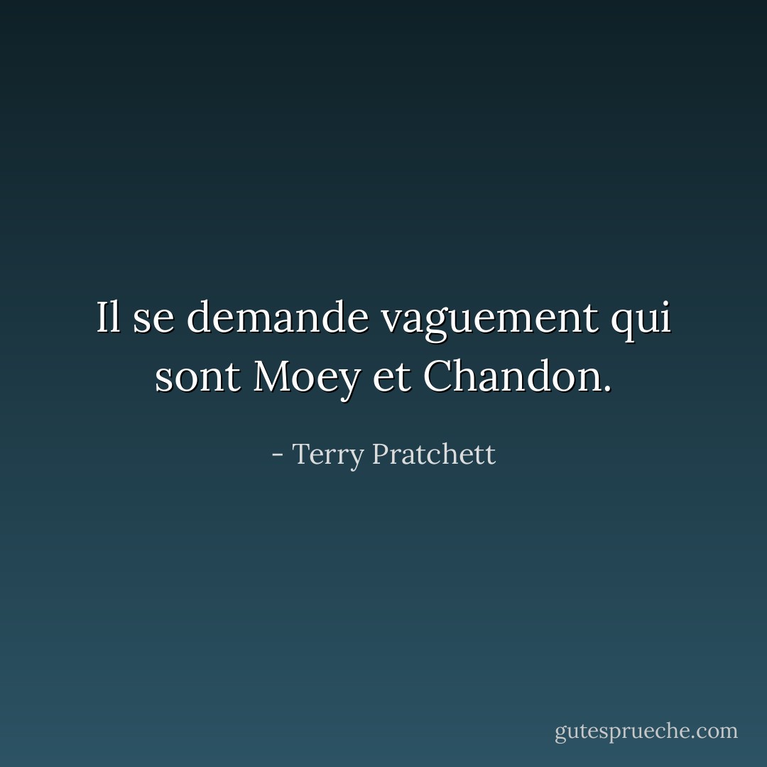 Il se demande vaguement qui sont Moey et Chandon. - Terry Pratchett