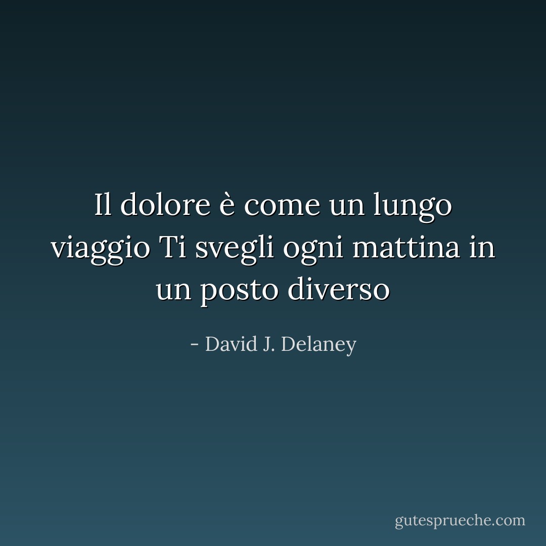 Il dolore è come un lungo viaggio<br />Ti svegli ogni mattina in un posto diverso - David J. Delaney