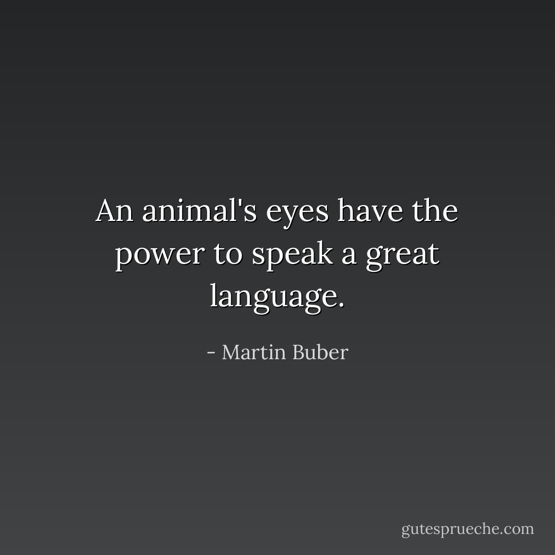 An animal's eyes have the power to speak a great language. - Martin Buber