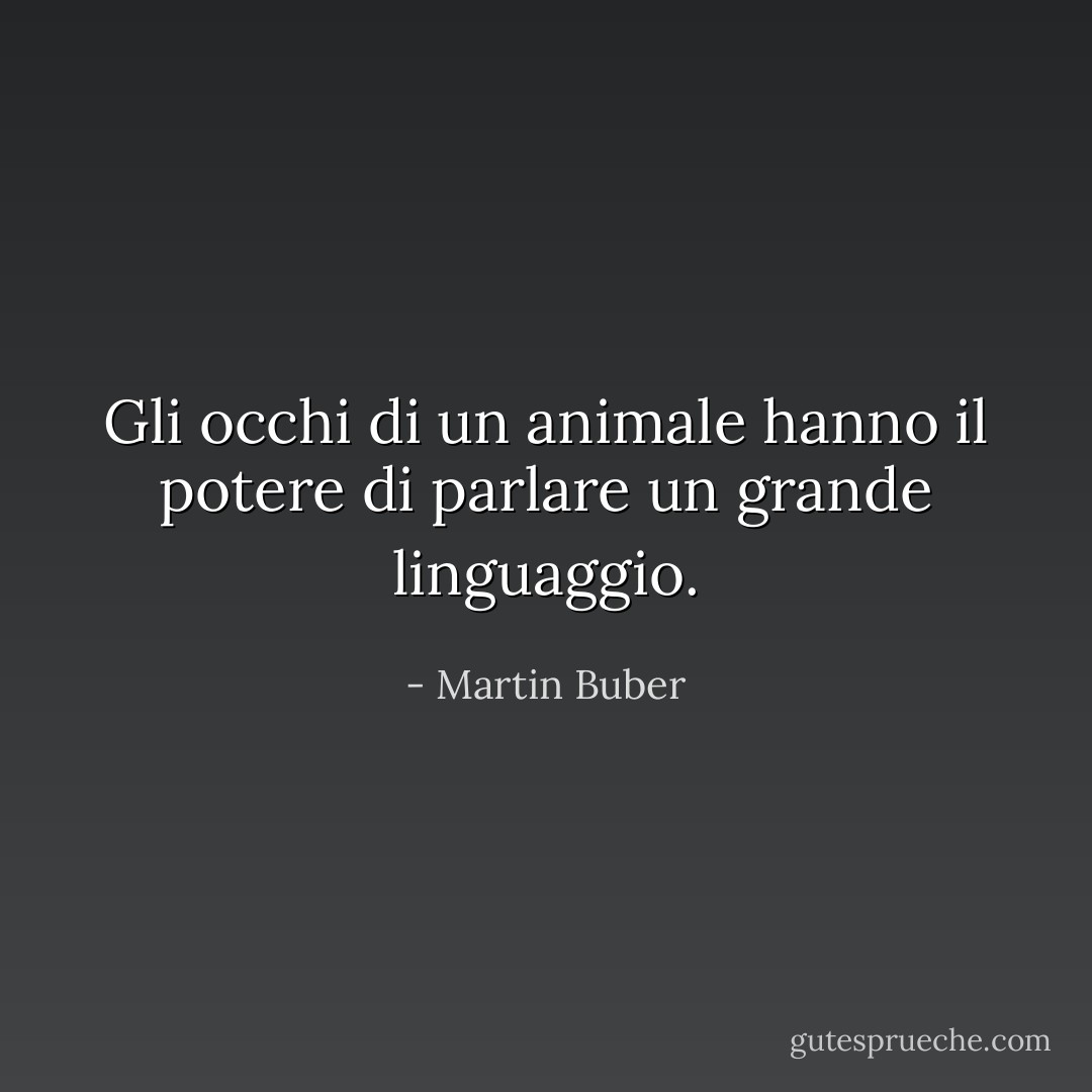 Gli occhi di un animale hanno il potere di parlare un grande linguaggio. - Martin Buber