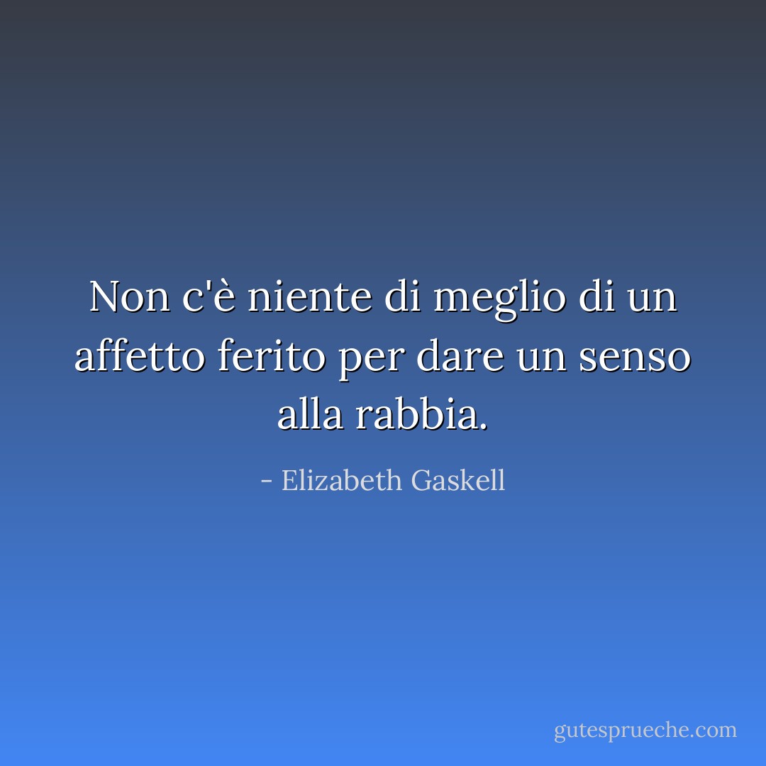 Non c'è niente di meglio di un affetto ferito per dare un senso alla rabbia. - Elizabeth Gaskell