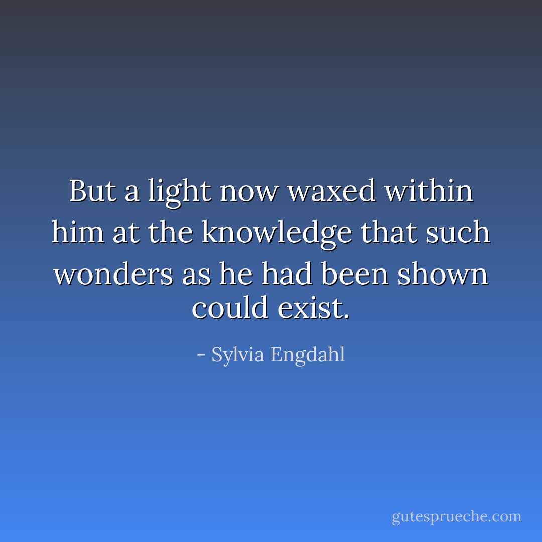 But a light now waxed within him at the knowledge that such wonders as he had been shown could exist. - Sylvia Engdahl