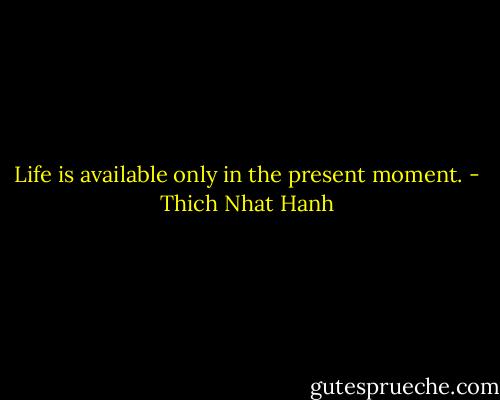 Life is available only in the present moment. - Thich Nhat Hanh