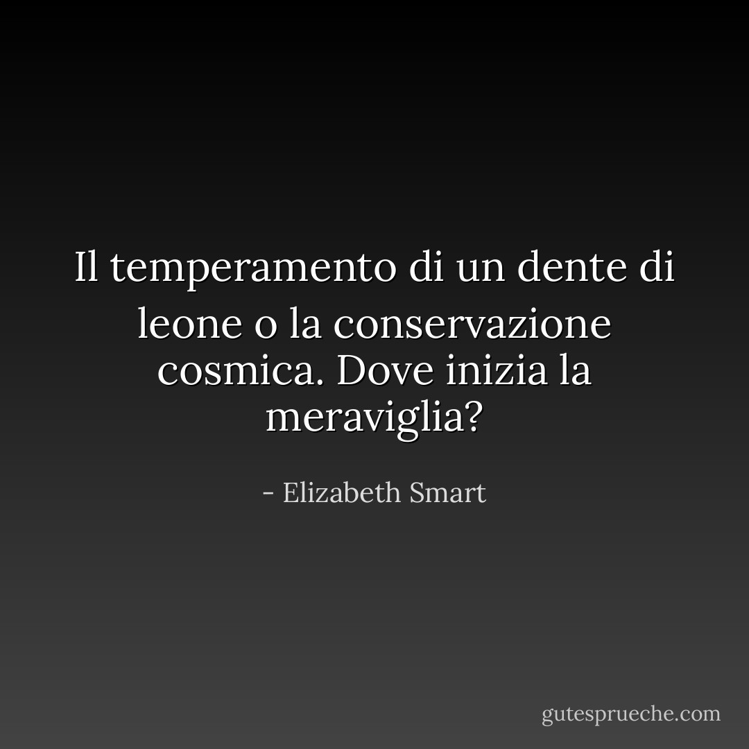 Il temperamento di un dente di leone o la conservazione cosmica. Dove inizia la meraviglia? - Elizabeth Smart