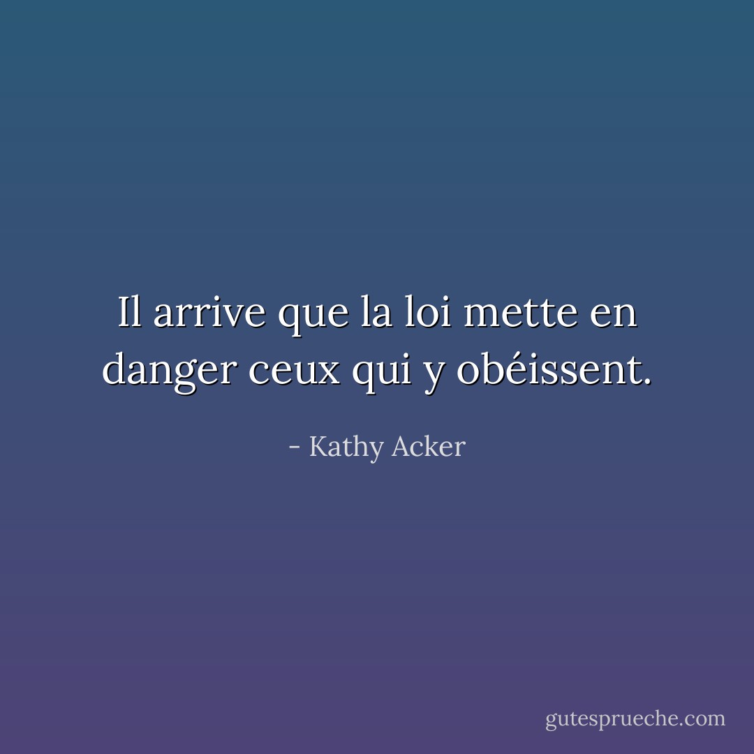 Il arrive que la loi mette en danger ceux qui y obéissent. - Kathy Acker