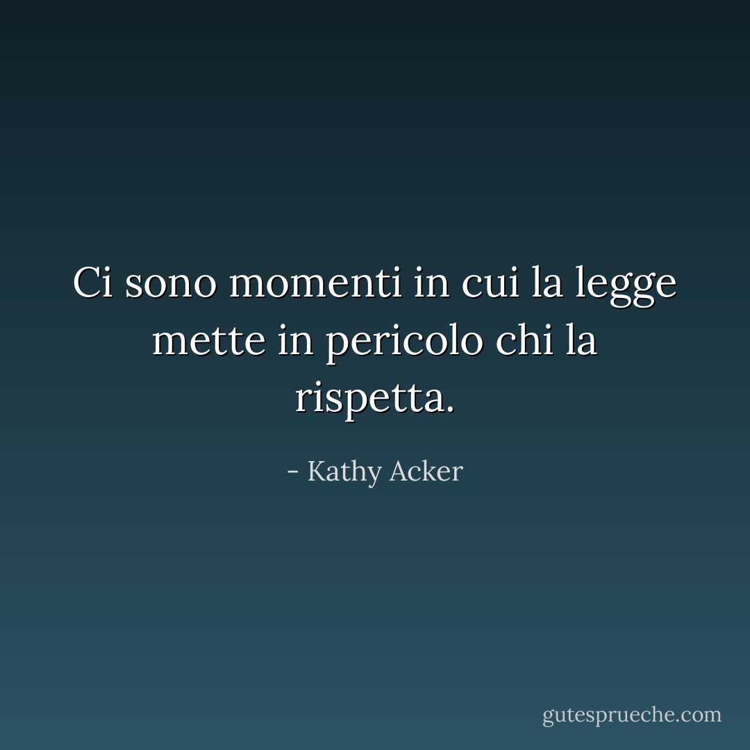 Ci sono momenti in cui la legge mette in pericolo chi la rispetta. - Kathy Acker