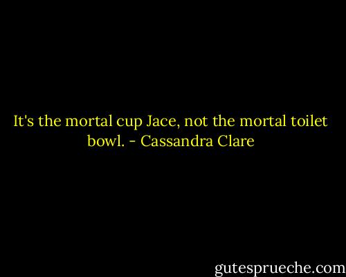 It's the mortal cup Jace, not the mortal toilet bowl. - Cassandra Clare