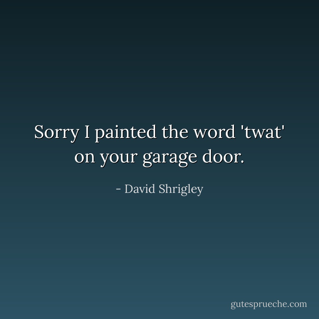 Sorry I painted the word 'twat' on your garage door. - David Shrigley