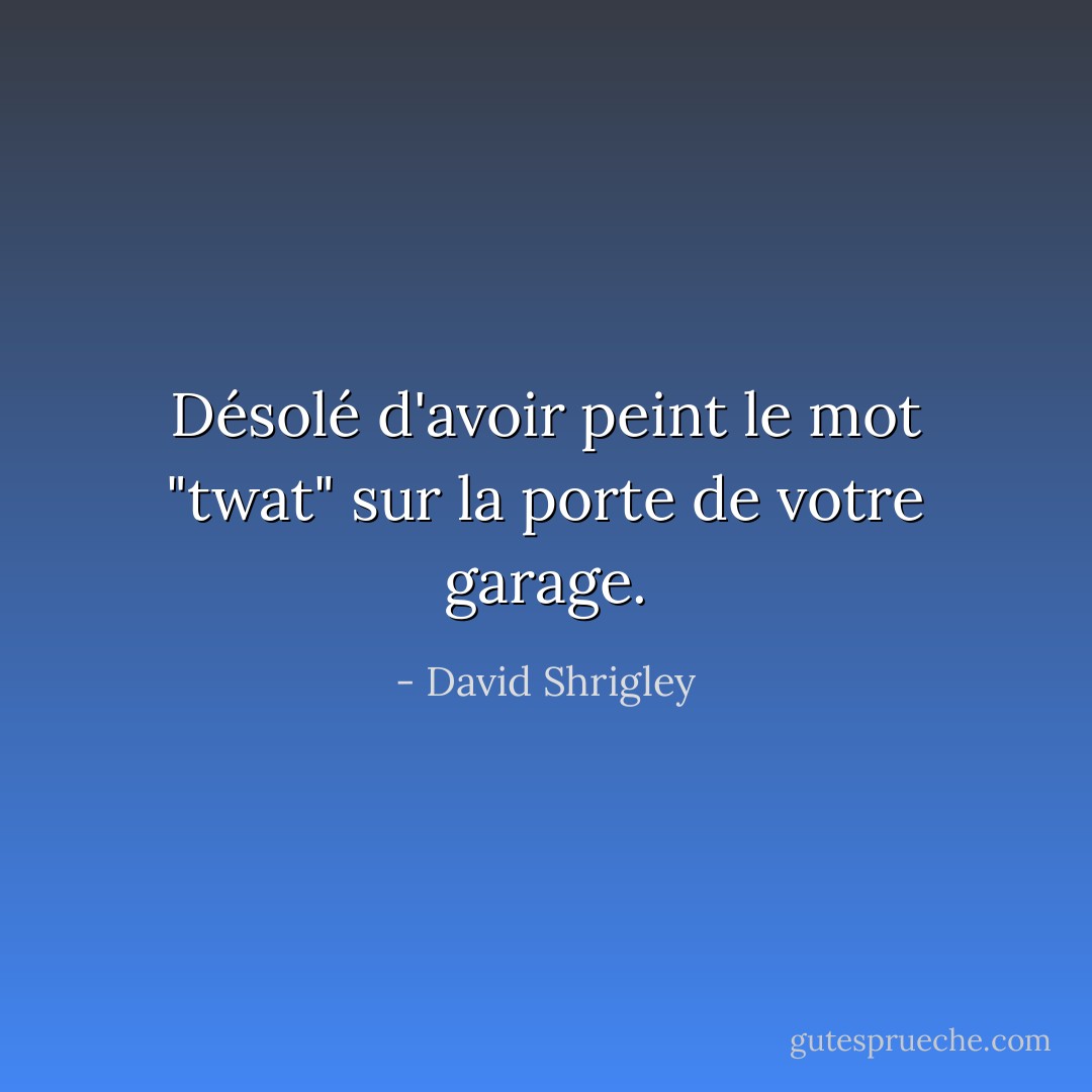 Désolé d'avoir peint le mot "twat" sur la porte de votre garage. - David Shrigley