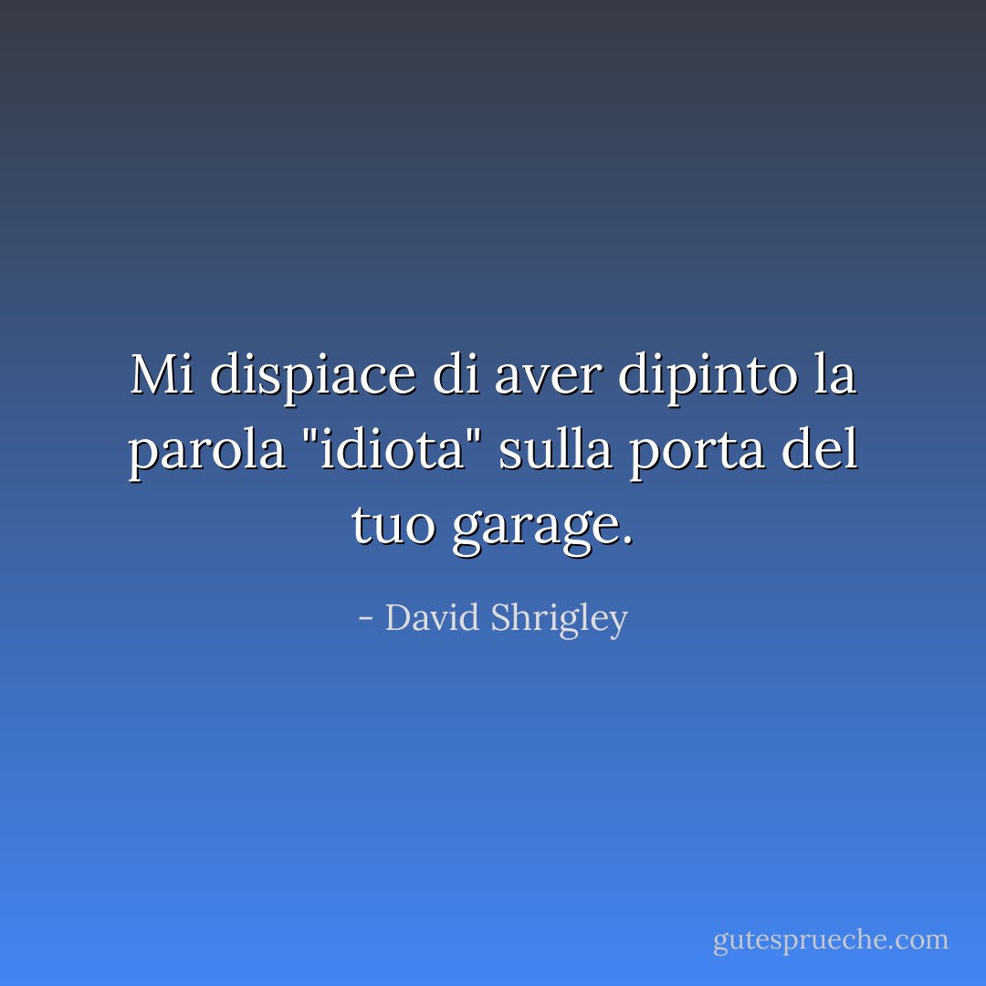 Mi dispiace di aver dipinto la parola "idiota" sulla porta del tuo garage. - David Shrigley