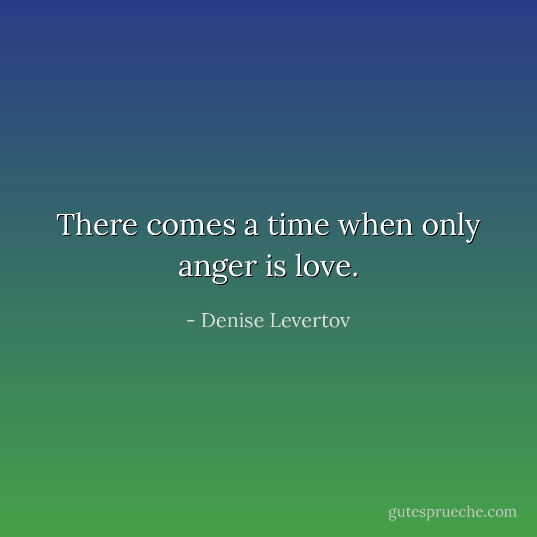 There comes a time when only anger is love. - Denise Levertov