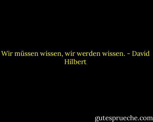 Wir müssen wissen, wir werden wissen. - David Hilbert