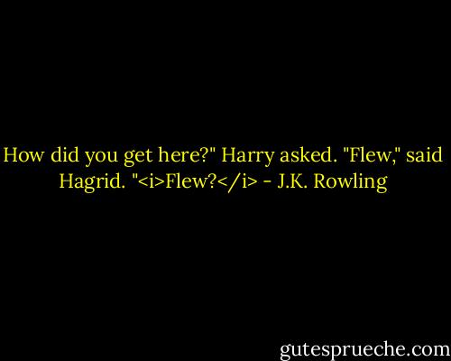 How did you get here?" Harry asked.<br />"Flew," said Hagrid.<br />"<i>Flew?</i> - J.K. Rowling