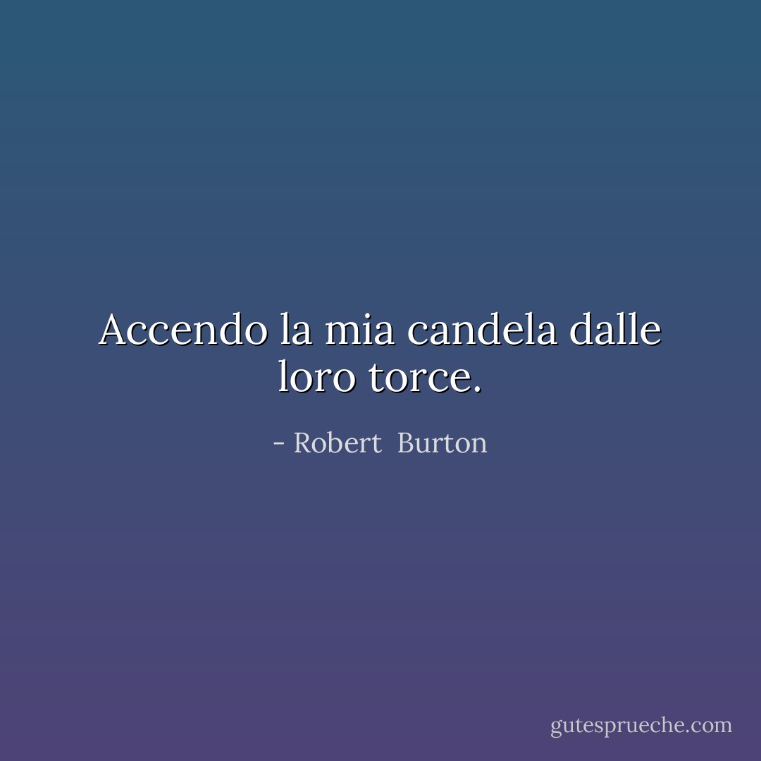 Accendo la mia candela dalle loro torce. - Robert  Burton
