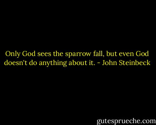Only God sees the sparrow fall, but even God doesn't do anything about it. - John Steinbeck