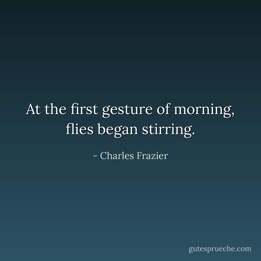 At the first gesture of morning, flies began stirring. - Charles Frazier