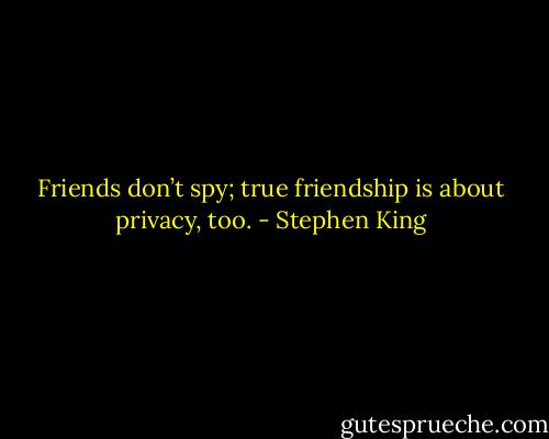 Friends don’t spy; true friendship is about privacy, too. - Stephen King