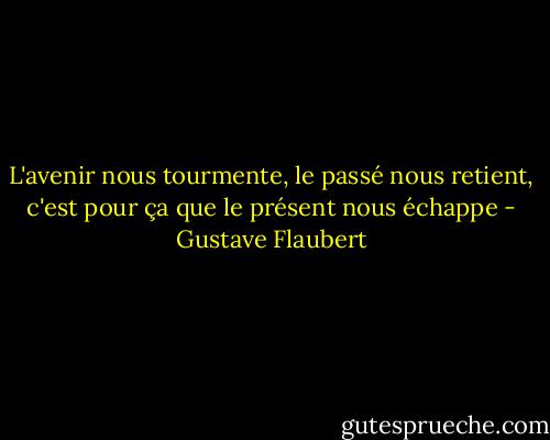 L'avenir nous tourmente, le passé nous retient, c'est pour ça que le présent nous échappe - Gustave Flaubert