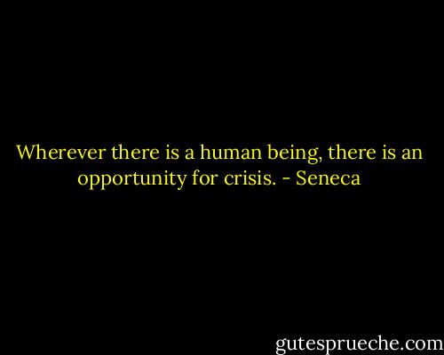 Wherever there is a human being, there is an opportunity for crisis. - Seneca
