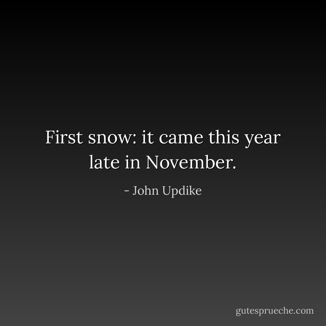 First snow: it came this year late in November. - John Updike