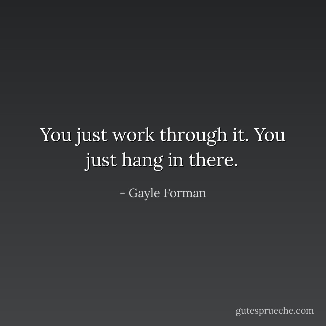 You just work through it. You just hang in there. - Gayle Forman