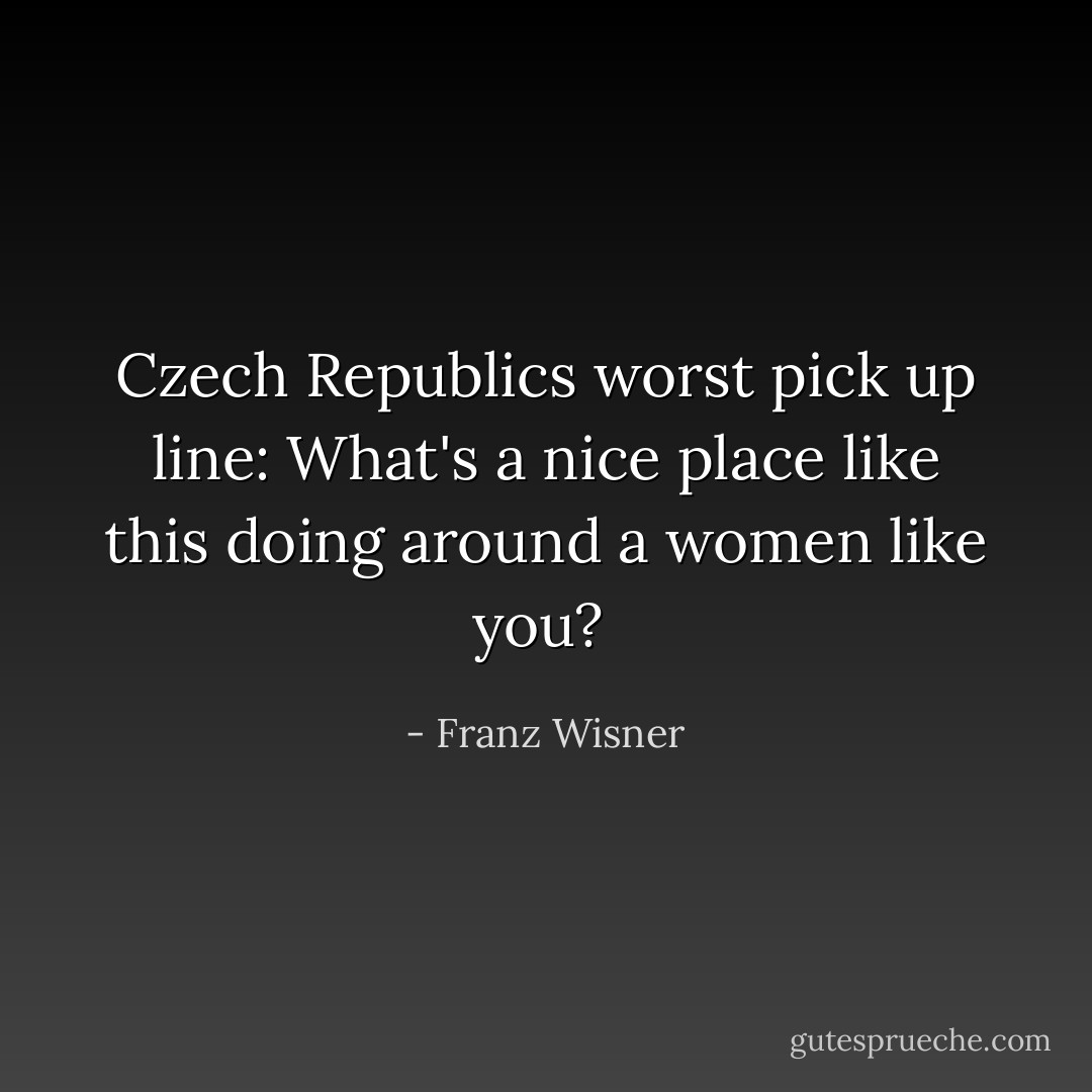 Czech Republics worst pick up line: What's a nice place like this doing around a women like you?  - Franz Wisner