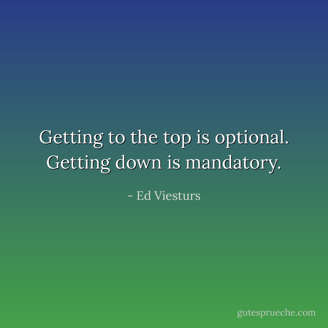 Getting to the top is optional. Getting down is mandatory. - Ed Viesturs