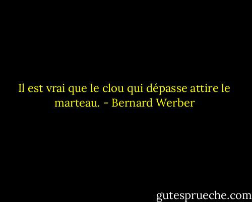 Il est vrai que le clou qui dépasse attire le marteau. - Bernard Werber