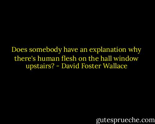 Does somebody have an explanation why there's human flesh on the hall window upstairs? - David Foster Wallace